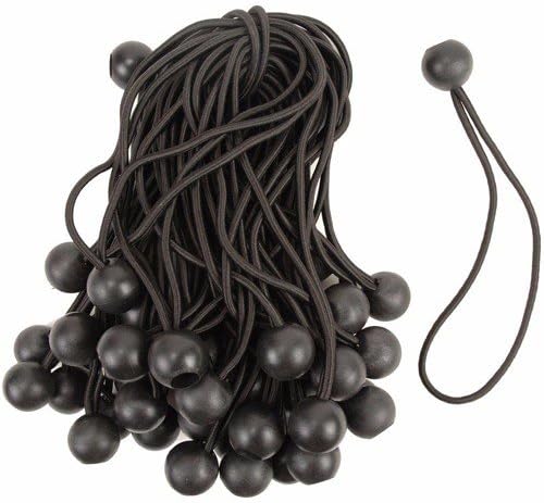 Wideskall Cuerda elástica de bola resistente de 6 pulgadas, correa de amarre para toldo, color negro (paquete de 30)