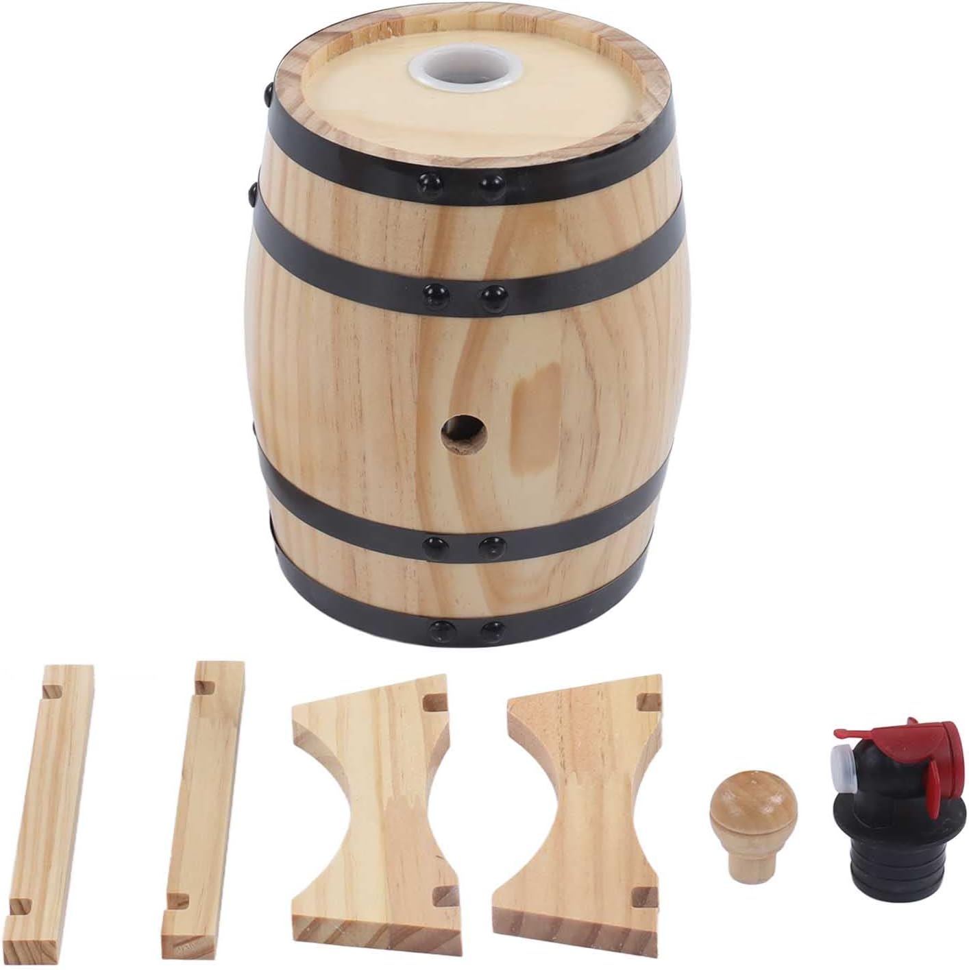 Wine Oak Barrels, Clear Wood Grain Oak Aging Barrels for Bar (1L)