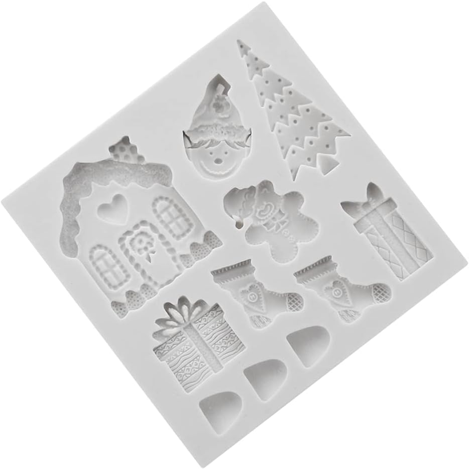 Moldes de fondant de Navidad, decoración de cupcakes de pastel de silicona molde de caramelo de chocolate, árbol de Navidad, etc. Moldes de arcilla