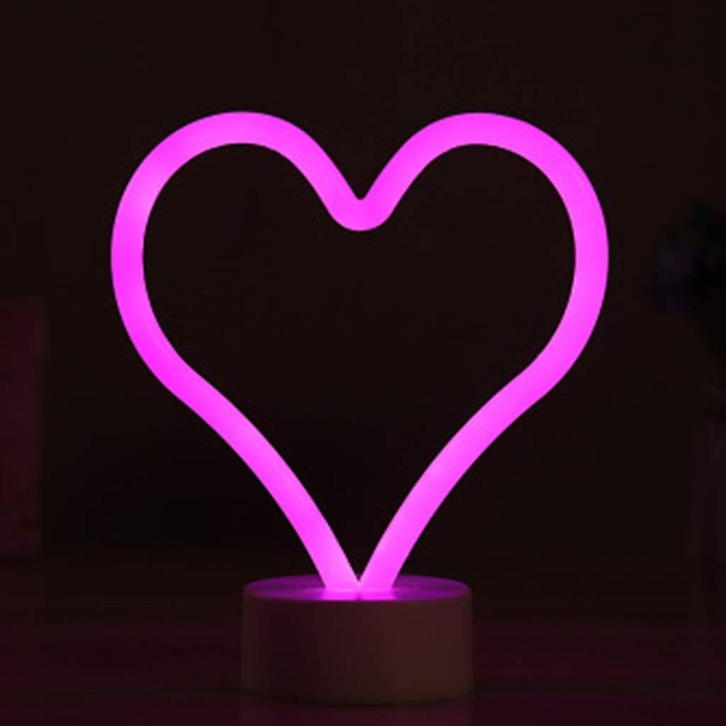 QFFL Paneles de luz led inteligentes en forma de corazón LED neón decorativo luz desmontable soporte base interruptor interruptor de la batería modo