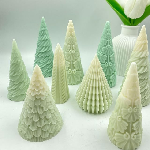 2 moldes para velas de árbol de Navidad, hecho a mano, molde de adorno para velas de cera, jabón, manualidades, pastel, chocolate, decoración del