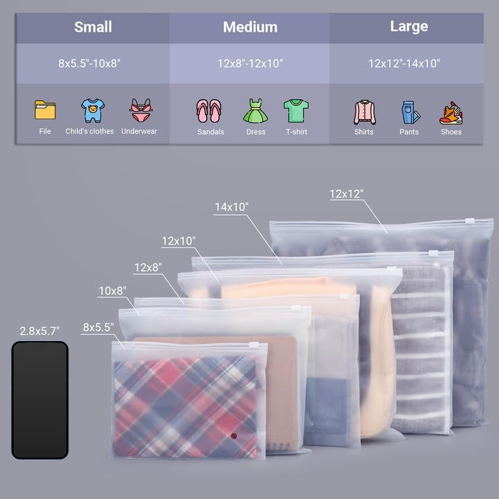 Bolsas de plástico para ropa, 14 x 10 pulgadas, paquete de 100, fuertes y duraderas, resellables de 3 mil de grosor, bolsas de embalaje para envíos,