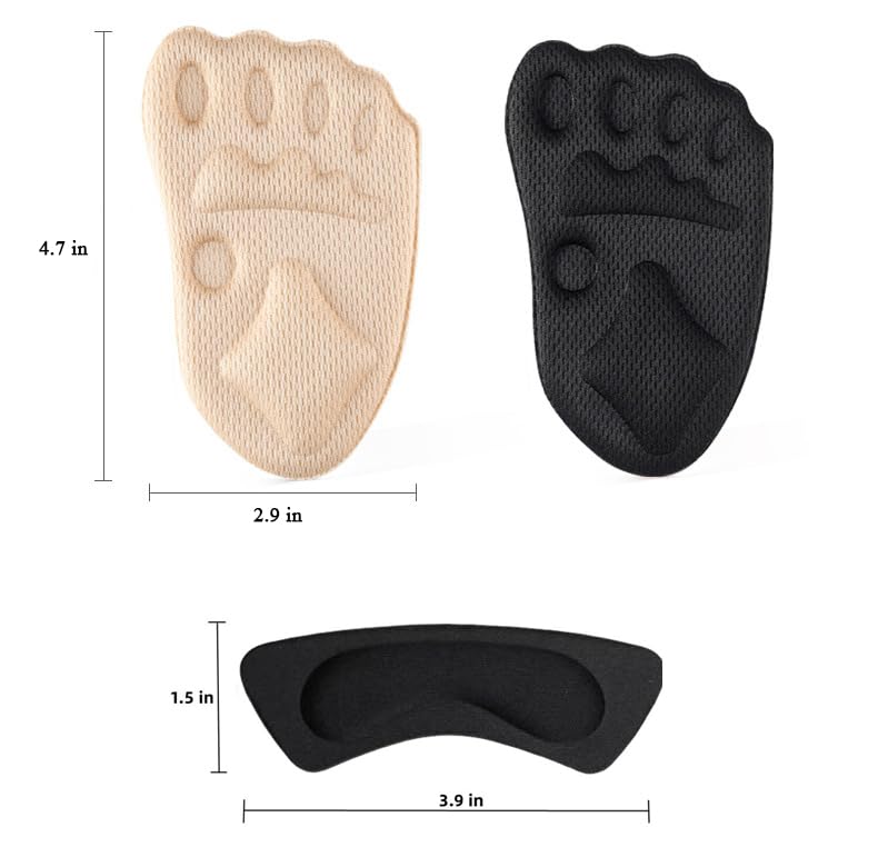 Almohadillas metatarsianas, almohadillas de bola de pie, almohadillas de talón para zapatos demasiado grandes, reducen el dolor de pies,
