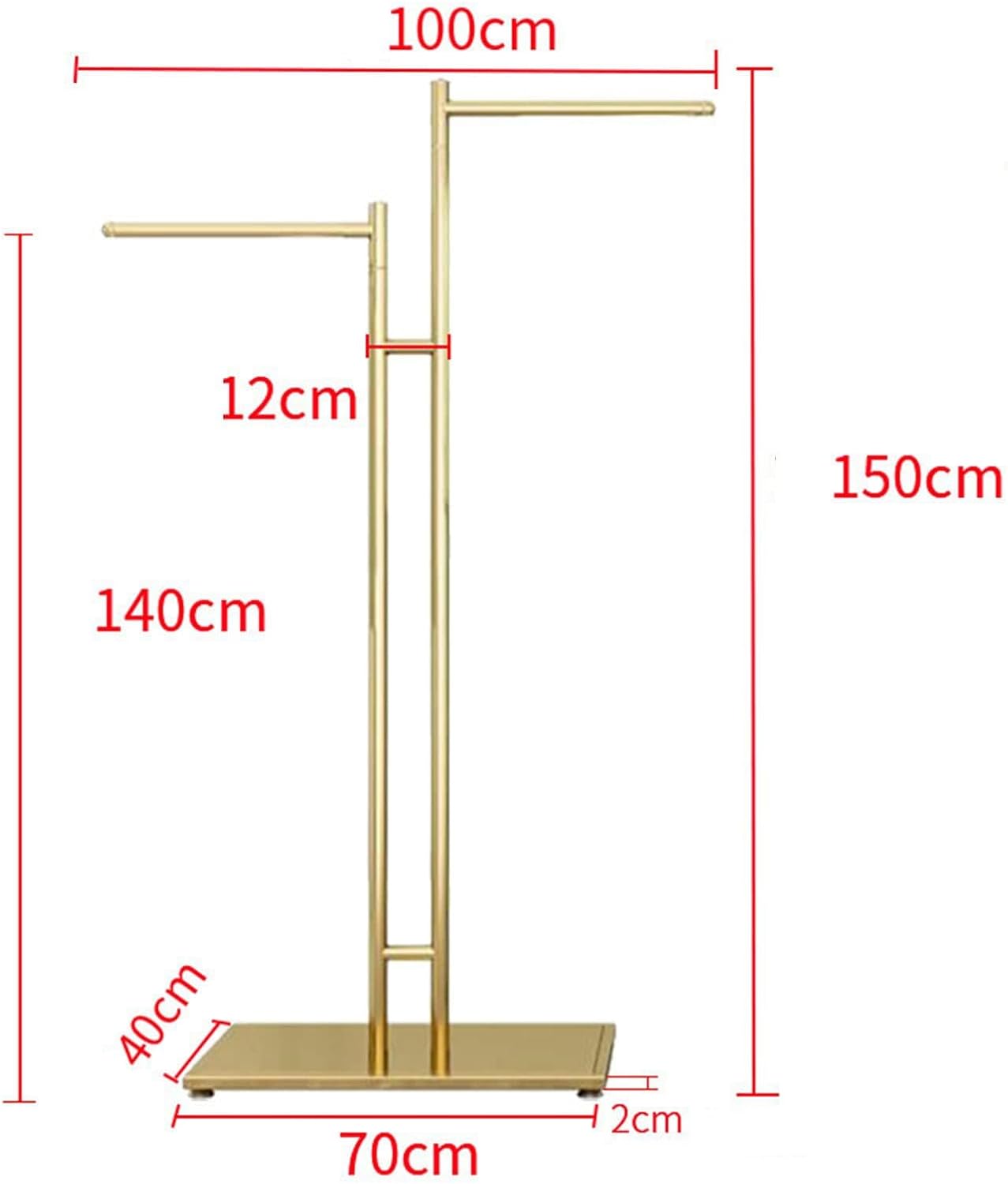 Perchero moderno de metal resistente dorado, colgador de ropa independiente para armario de dormitorio o soporte de exhibición de venta minorista,