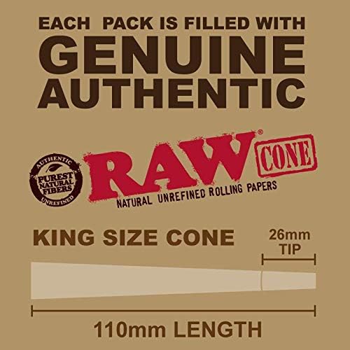 RAW Cones Organic King Size caja a granel de 1400 unidades – Papel de liar y puntas de conos rawAuthentic preenrollados, adhesivo verde blazer