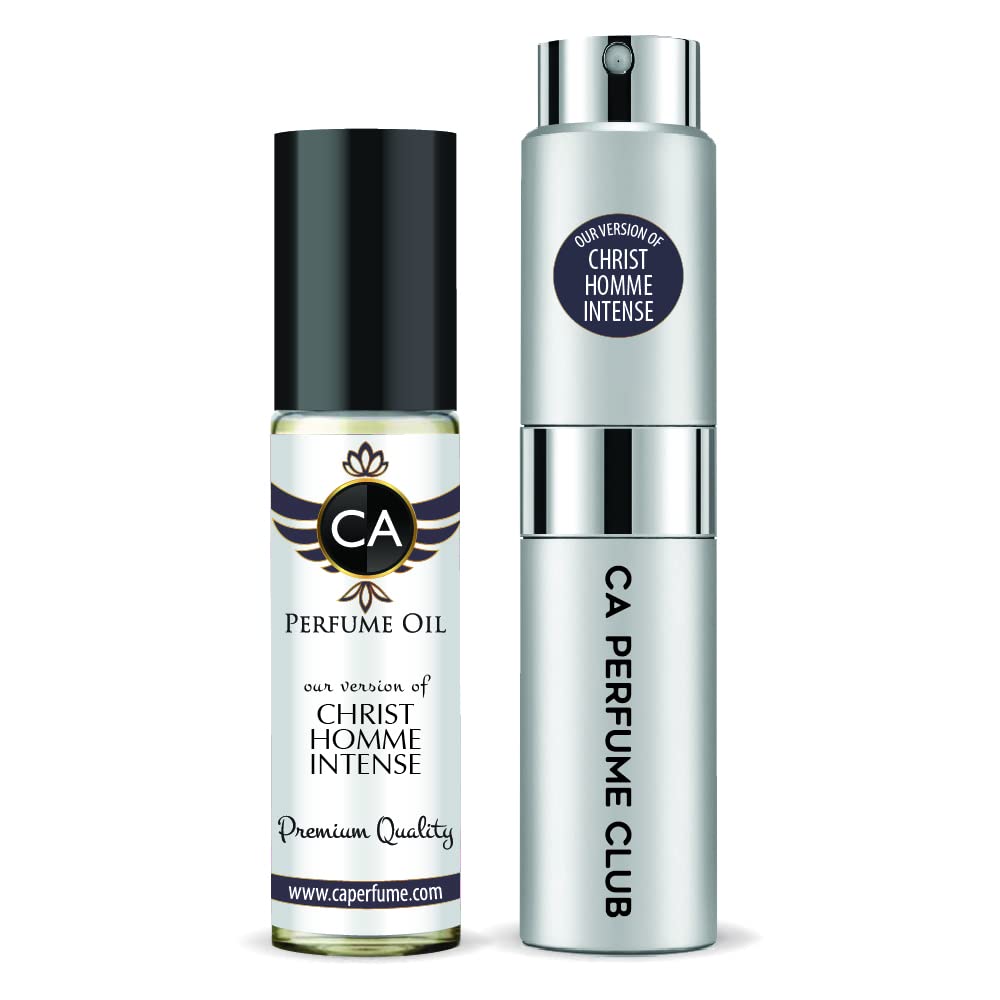 CA Perfume Duo Impression of Christian Christ Homme Intense For Men Eau de Parfum – Pulverizador atomizador recargable + aceite corporal fragancia