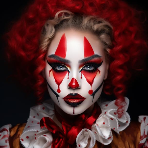 BOBISUKA Pintura facial roja, kit de pintura corporal en crema mezclable, negro ojo para deportes, pintura facial para payaso Joker Demon Devil