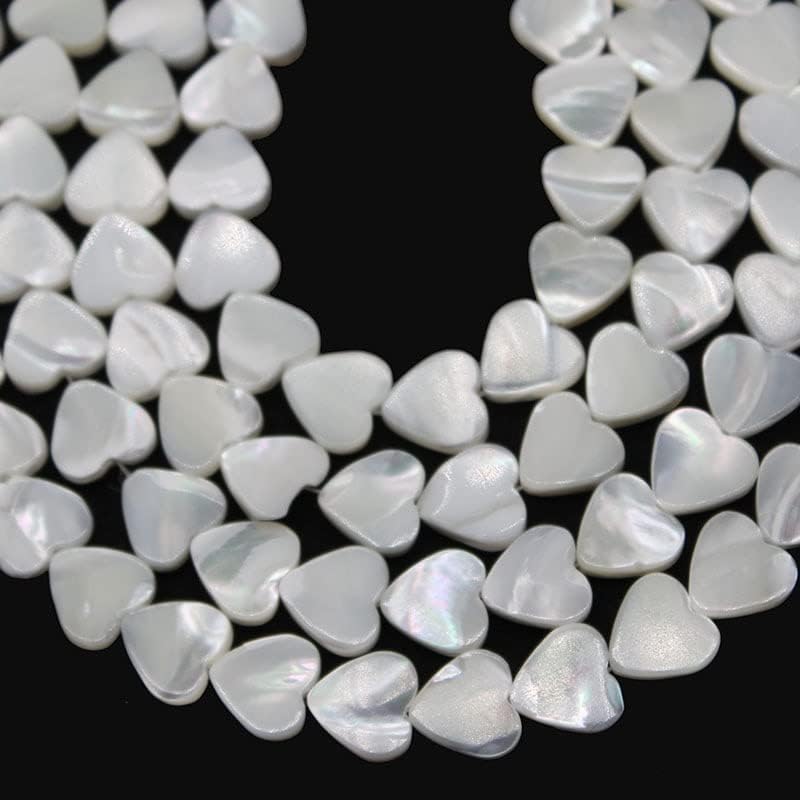 Cuentas de concha de corazón blanco natural, cuentas de nácar, de agua dulce, para hacer joyas, bricolaje, collar, pulsera, accesorios hechos a mano