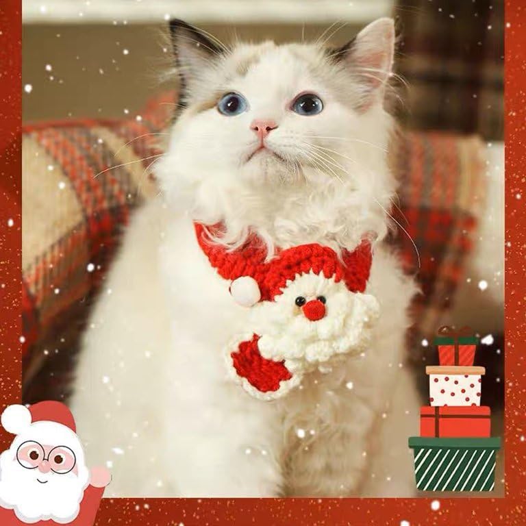 Bufanda de Navidad para perros y gatos, diseño de bufanda tejida a mano, bufanda cálida para mascotas, invierno, Navidad, vacaciones, bufanda en