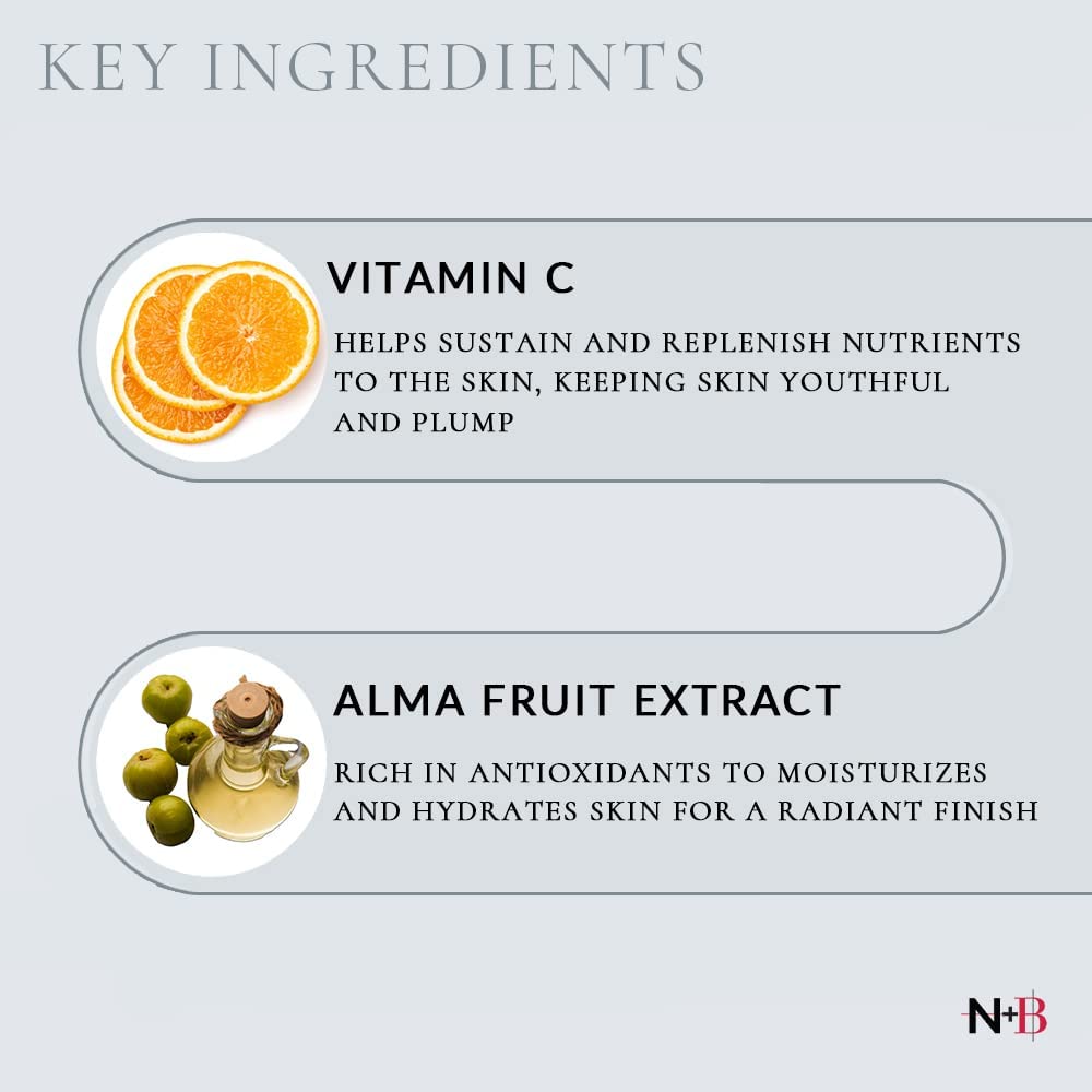 N+B Empower Loción  Antiadherente, hidratante, de absorción rápida, suaviza y suaviza, fabricada con extracto de Alma y vitamina C, para cara,