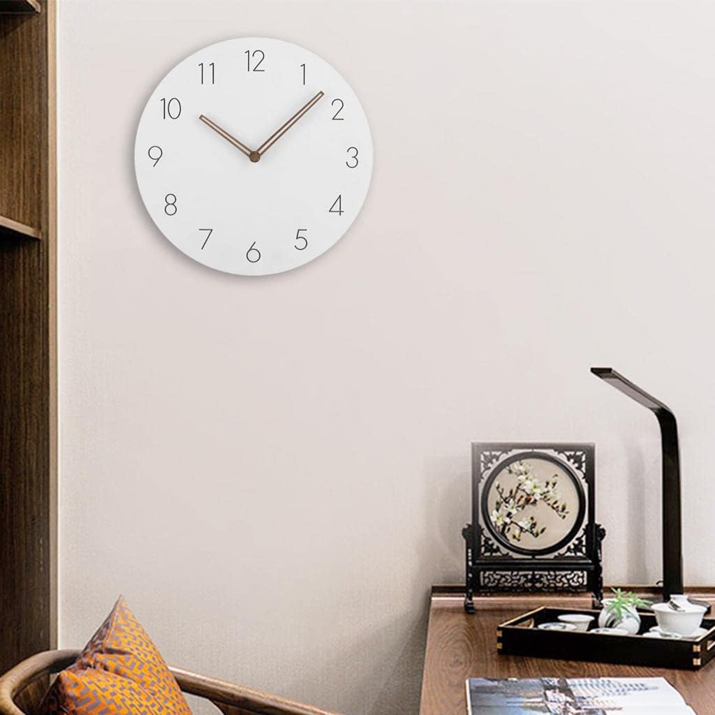 Reloj de pared de madera de 11 pulgadas, silencioso, moderno, con pilas, para decoración de cocina, dormitorio, color blanco