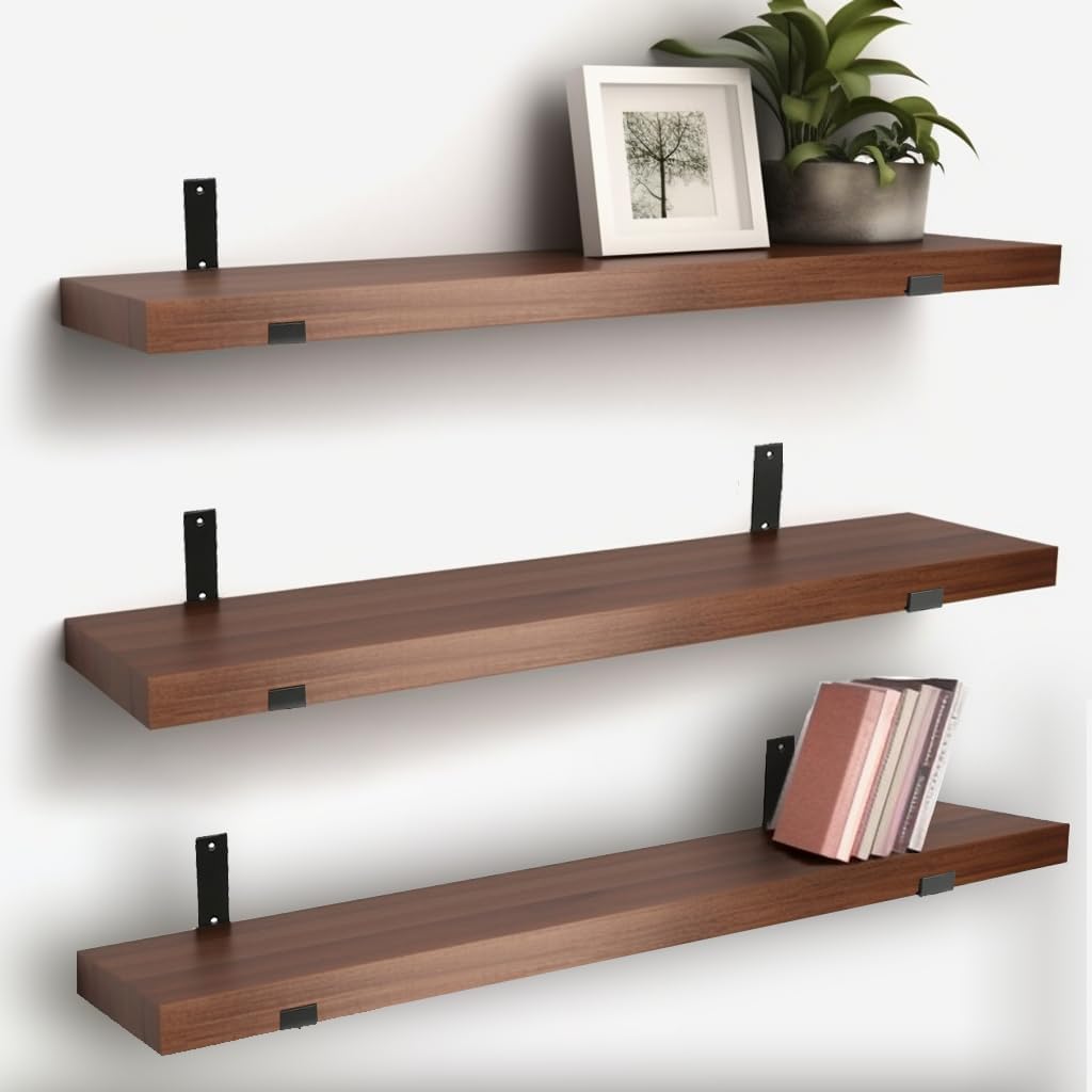 CONSDAN Estantes flotantes, madera cultivada en Estados Unidos, estantes de pared para dormitorio, baño, sala de estar, cocina, 36 x 7.5 x 1.5