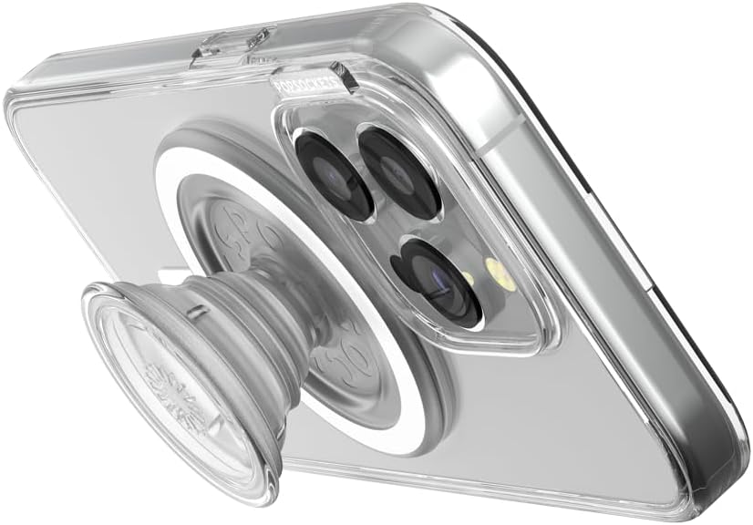 PopSockets Funda para iPhone 15 Pro con agarre redondo para teléfono compatible con MagSafe, funda de teléfono para iPhone 15 Pro, compatible con
