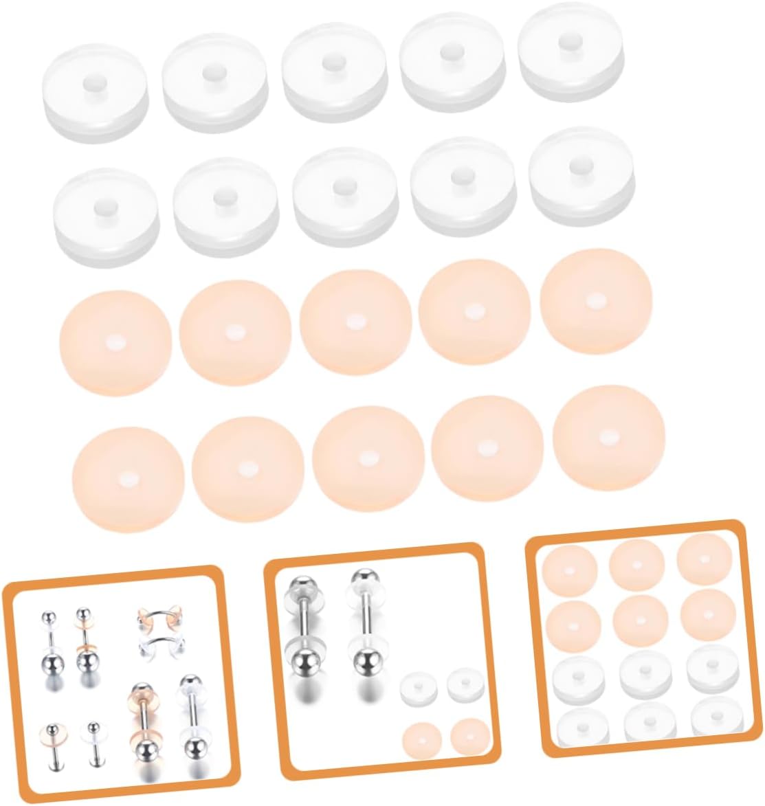 EXCEART 20 unids Junta invisible de silicona pendientes de silicona pendientes transparentes almohadillas de disco de silicona Piercing disco