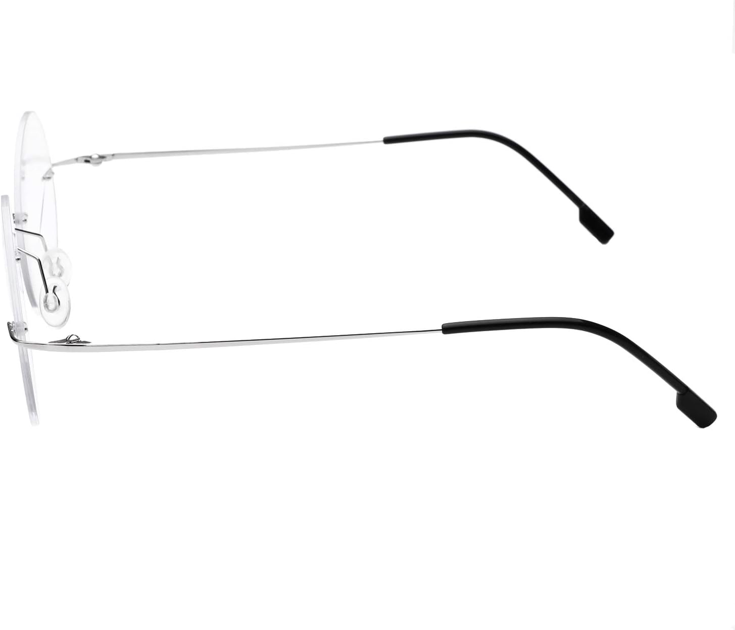 Gafas de lectura bifocales con marco redondo sin montura para hombres y mujeres, aleación de titanio, lentes ligeros para lectores, plateado