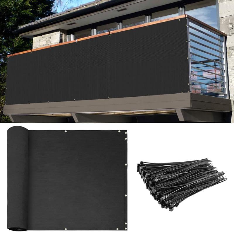 Coarbor Cubierta de malla para valla de privacidad de 3 x 50 pies para balcón, porche, terraza, terraza, patio, barandilla de 160 GSM, hasta un 90%