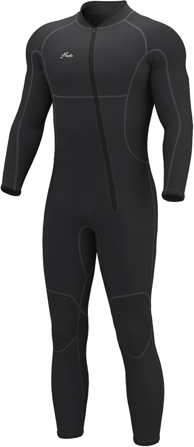 Hevto – Traje completo de neopreno para hombre, de 0.118 pulgadas, con manga larga y cierre en la espalda, mantiene el calor, para bucear, surfear,