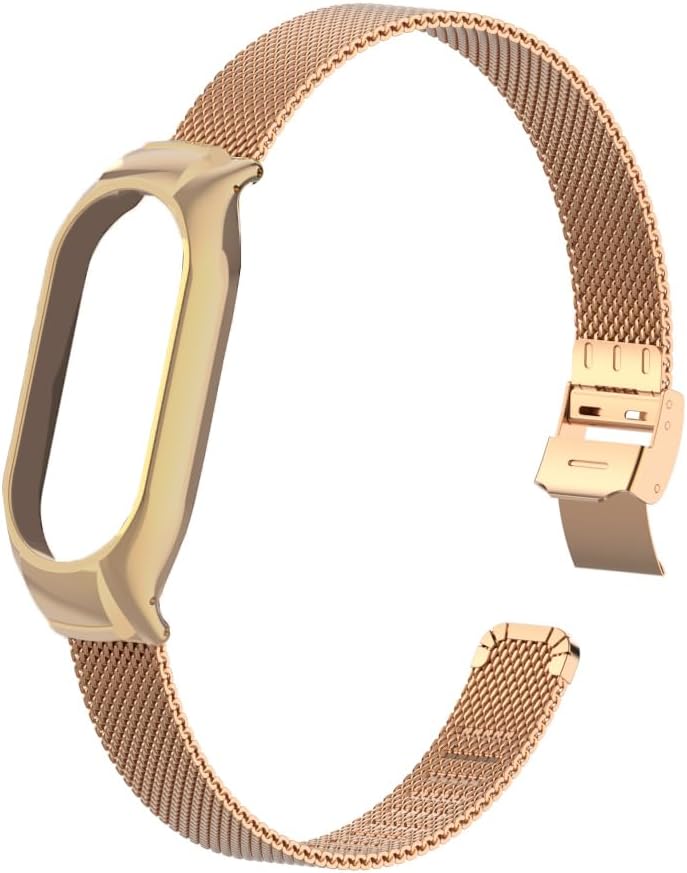 Gheper Correa de reloj de metal compatible con Samsung Galaxy Fit2 SM-R220 de acero inoxidable con marco de bisel protector con diseño de malla para