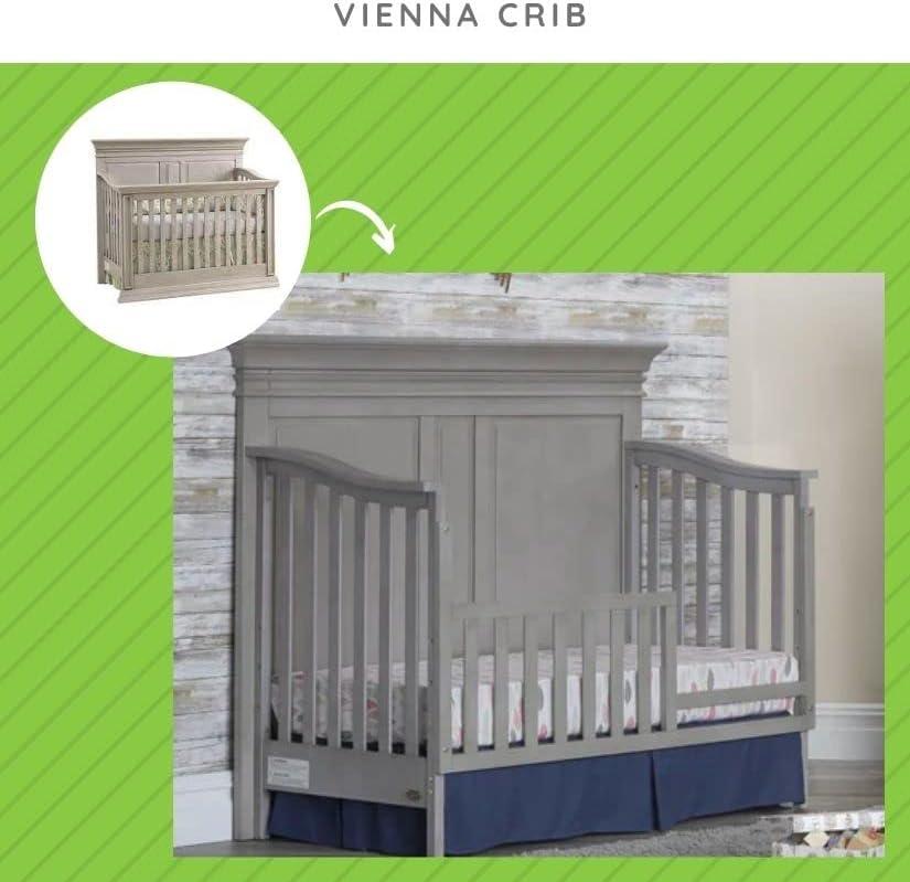 CC KITS Riel de seguridad para cama infantil para cunas convertibles Munire & Echelon (gris ceniza)