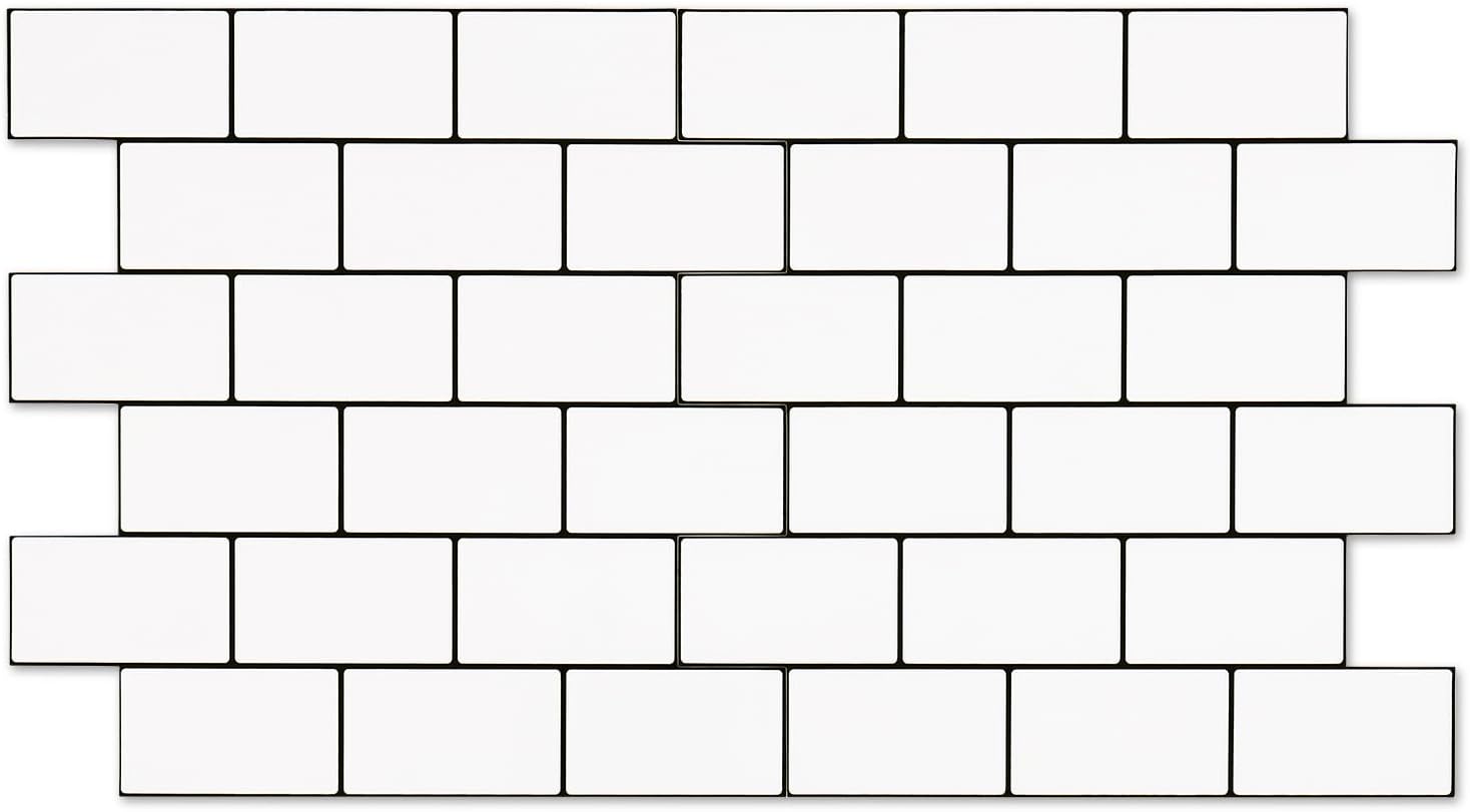 Tilingview Azulejos de metro de 10 hojas de vinilo blanco autoadhesivos para decoración del hogar (12 x 12 pulgadas, blanco)