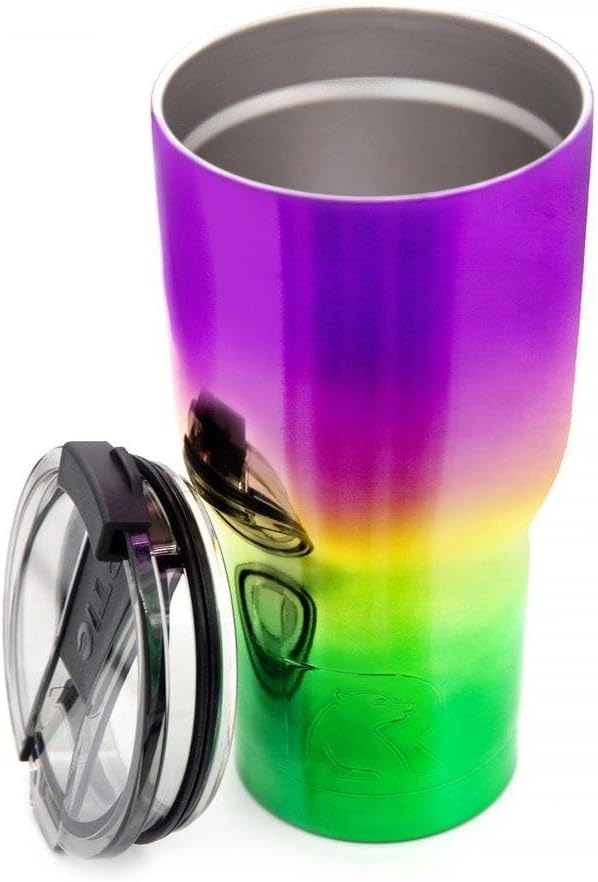 RTIC Vaso aislado de acero inoxidable de 20 onzas con tapa, a prueba de derrames, bebidas calientes y frías, taza térmica portátil para automóvil,