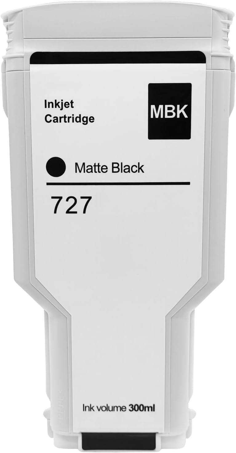 KSUMEI HP 727 Cartucho de tinta remanufacturado compatible con impresoras HP DesignJet T920 T930 T1500 T1530 T2500 T2530 300 ML negro mate (C1Q12A)