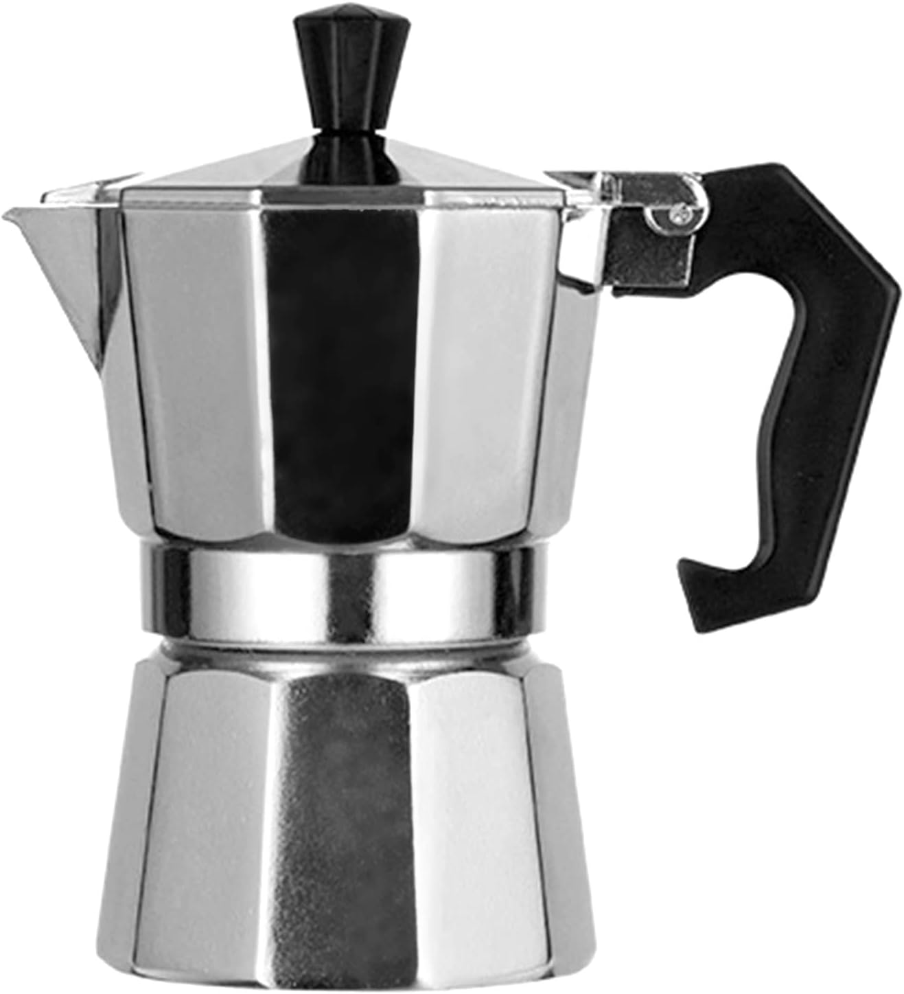 Cafetera Moka de 5.1 fl oz, estufa moka portátil octangonal de aleación de aluminio, cafeteras de 5.9 x 3.0 pulgadas, 3 tazas de espresso, plata