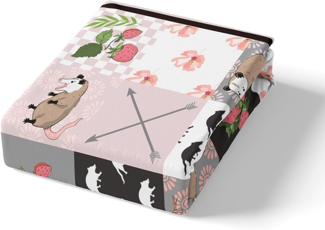 Juego de funda de edredón de zarigüeyas para amantes de las zarigüeyas, regalo de cumpleaños para niños, zarigüeyas, decoración floral, juego de