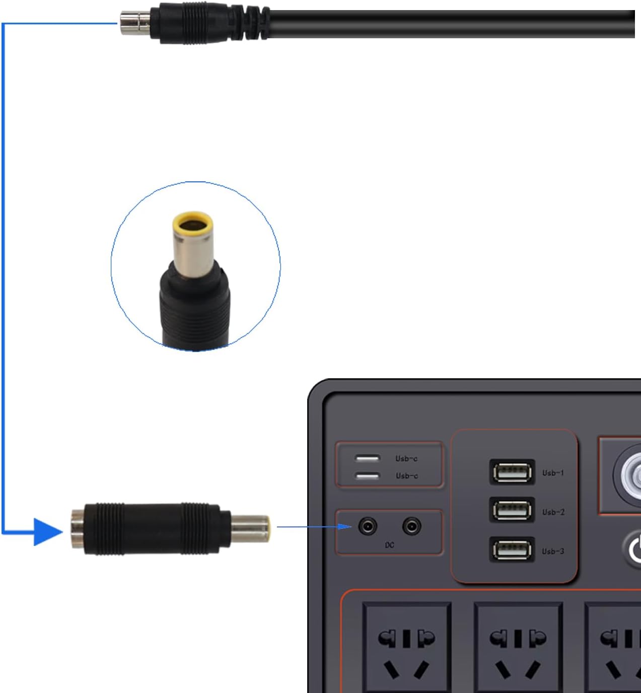 RIIEYOCA Cable de carga de automóvil de 0.315 pulgadas de CC, enchufe hembra para encendedor de cigarrillos de automóvil a DC8020 cable con