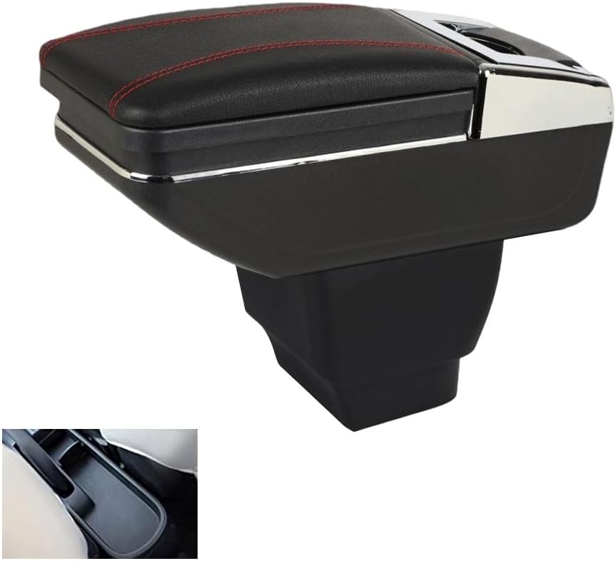 HESHS Caja de reposabrazos de coche para Mazda Mazda 2 2015-2018, caja de reposabrazos de cuero negro premium para automóvil, caja de reposabrazos