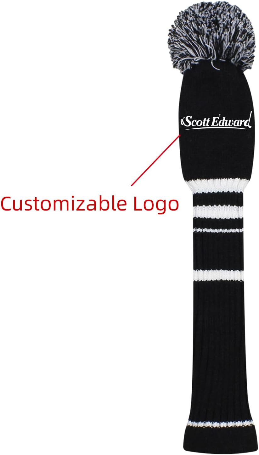 Scott Edward Cubierta de cabeza de golf de punto personalizado para conductor híbrido de madera, cubierta de palo de golf personalizada con