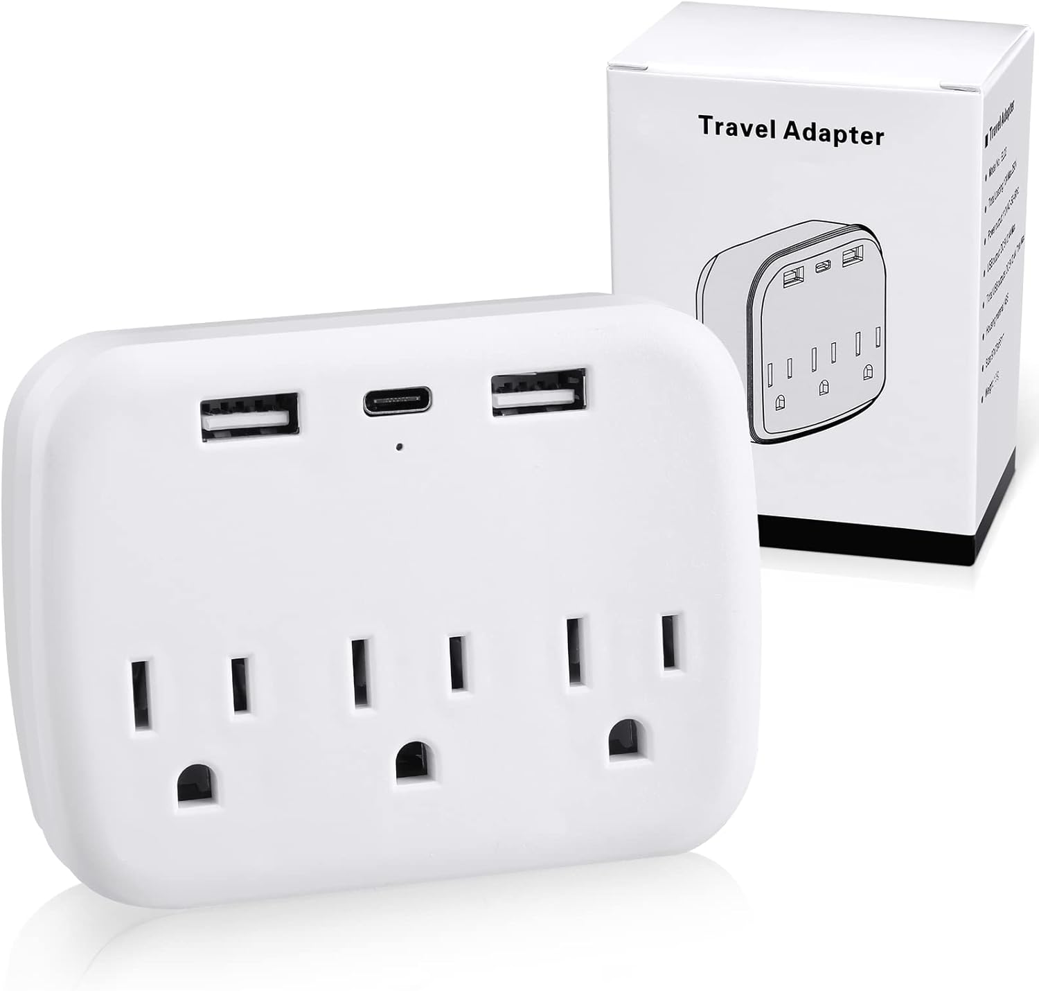 Cruise Power Strip Cruise Essentials – Extensor de salida de protección sin sobretensiones con puertos de salida USB, adaptador de viaje portátil,