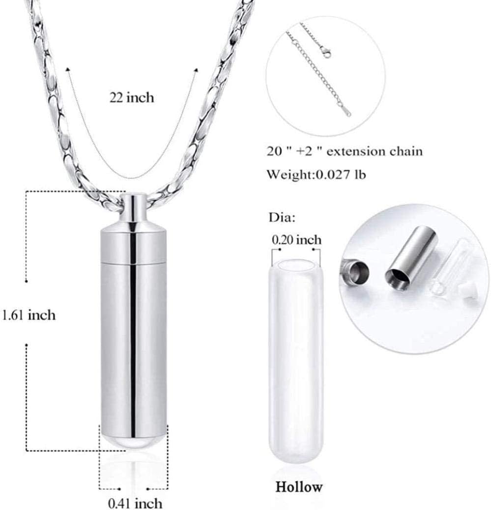 Cenizas Recuerdo Urna Collar Cremación Joyas Ceniza cremada Colgante Botella de Vidrio Cenicero Collar Joyas conmemorativas-Plata
