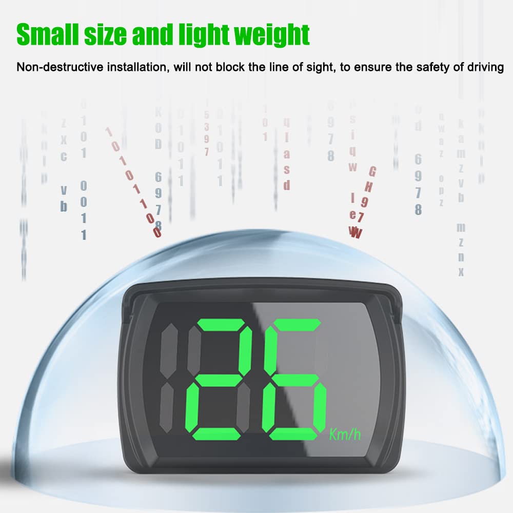 FANGZI Pantalla HUD para automóvil, pantalla frontal para coche, KMH, MPH, velocímetro digital con pantalla LED de fuente grande, adaptador de carga