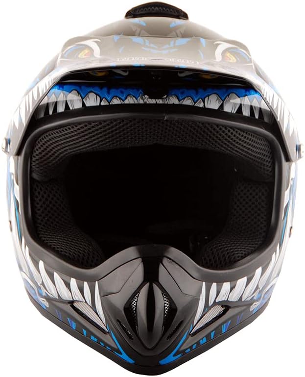WOW Casco de motocross BMX MX ATV Dirt Bike Dianasour Dragon + gafas + guante marciano juvenil
