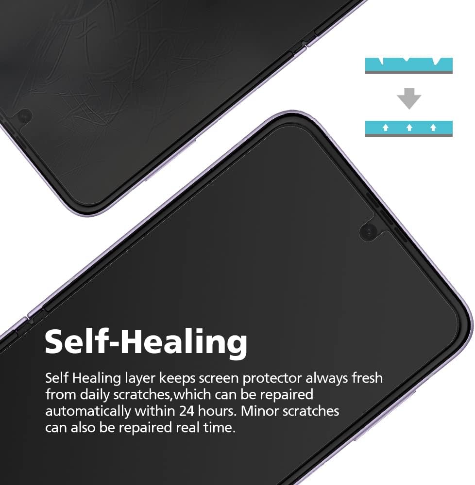 DIACUBE Paquete de 3+3 para Samsung Galaxy Z Flip 4 5G, protector de pantalla mate antirreflejos EPU+TPU, paquete de 3 unidades de cubierta completa