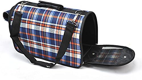 Vedem Transportador portátil para gatos con estampado a cuadros, bolsa de mano para cachorros y gatitos (M, azul marino)