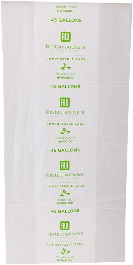 Restaurantware Bolsas de basura ecológicas de 45 galones, 100 bolsas de basura biodegradables, compostables, resistentes, bolsas de basura de