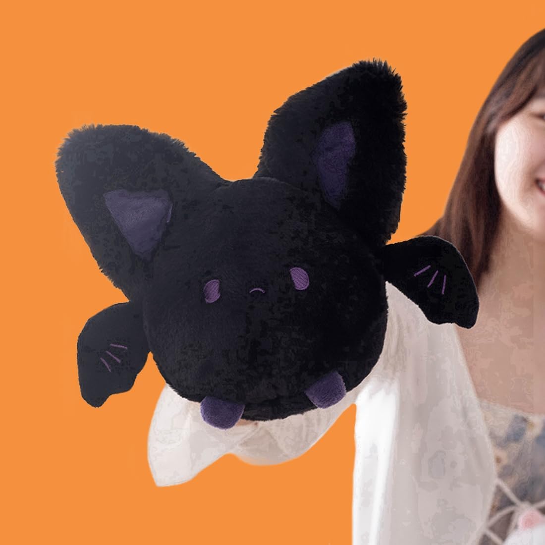 ELAINREN Peluche de murciélago loco para Halloween, diseño de murciélago negro, suave, para abrazar, decoración de muñecas de murciélago peludo,