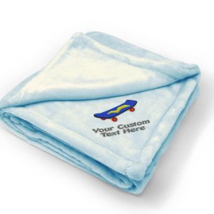 Custom Embroidery Nursery Bedding Baby Blankets for Boys & Girls Toy Skateboard Polyester Soft Plush Receiving Swaddle Blue Personalized Text Name Custom Embroidery Nursery Bedding Baby Blankets for Boys & Girls Toy Skateboard Polyester Soft Plush Receiving Swaddle Blue Personalized Text Name