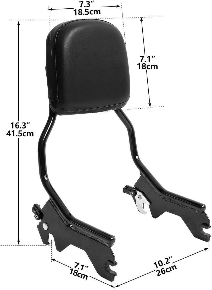 TCMT Respaldo vertical de barra Sissy estándar con kit de accesorios de acoplamiento para Harley Heritage Classic FLHC Street Bob FXBB 2018-2023