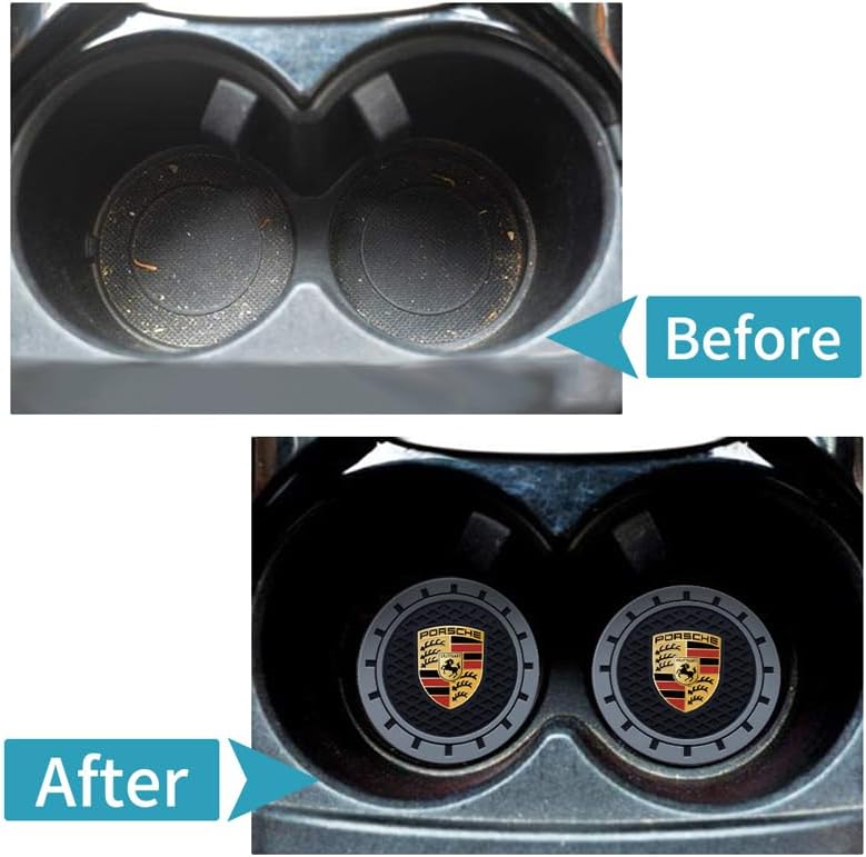 Portavasos de automóvil para Porsche Panamera Cayenne Macan Boxster Taycan Cayman 718 911, 2 posavasos de automóvil para soporte de bebidas de