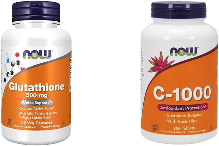 NOW Suplementos, glutatión 500 mg, con extracto de cardo mariano y ácido alfa lipoico, neutralizador de radicales libres*, 60 cápsulas y suplementos
