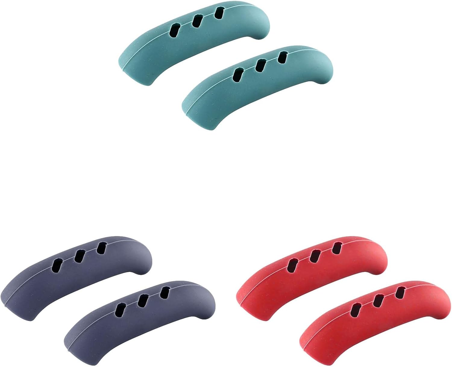 Juego de 3 pares de fundas de silicona para mango de olla antiquemaduras, funda de silicona antideslizante, juego de soportes de mango de