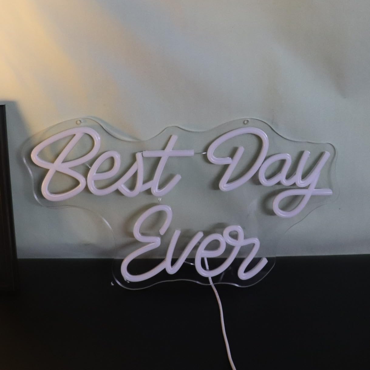 QiaoFei Letrero LED de neón con texto en inglés “Best Day Ever”, funciona con USB, con regulador de intensidad, luces de neón para habitación,