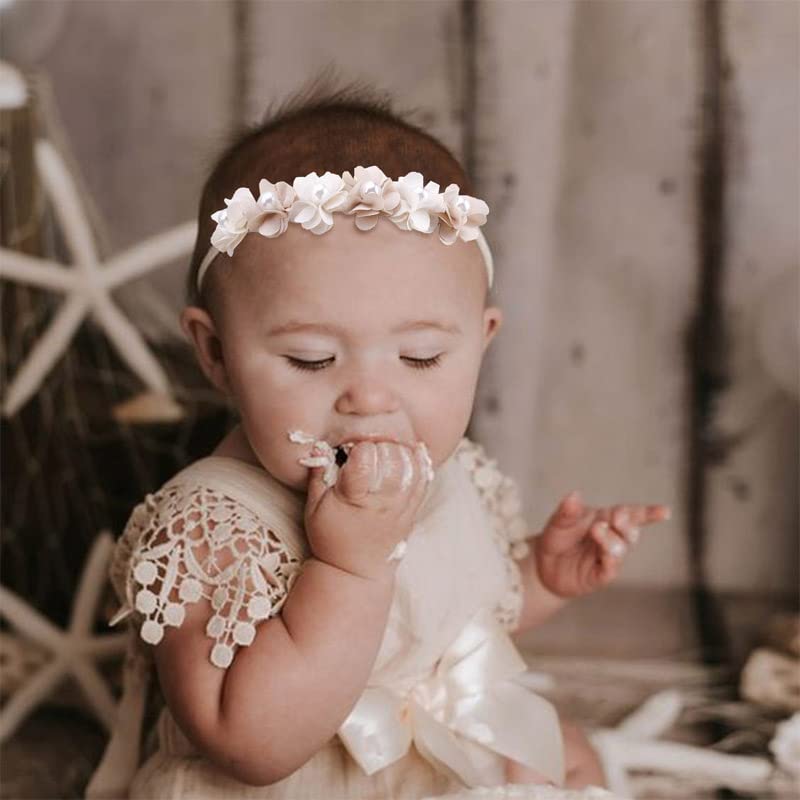 Diademas elásticas con flores para bebé niña, bandas suaves para el pelo para recién nacidas, 3 unidades
