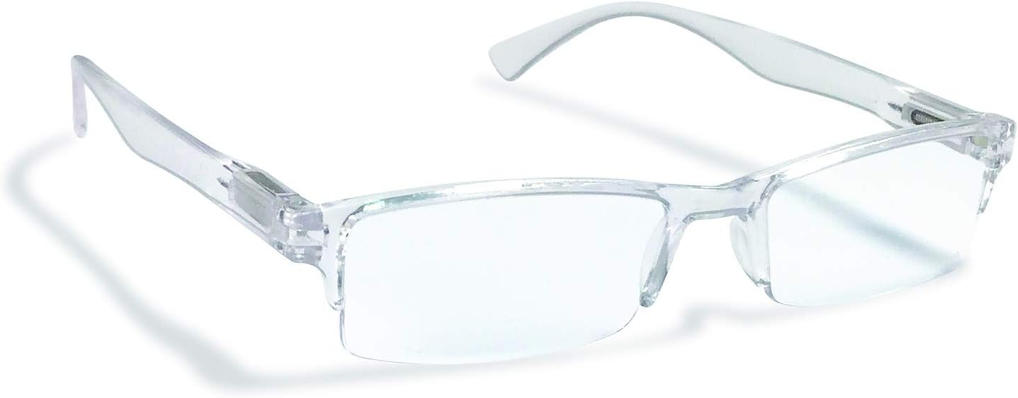 Boost Eyewear Paquete de 6 lentes de lectura, marcos transparentes de medio borde, para hombres y mujeres, con bisagras cómodas con resorte,