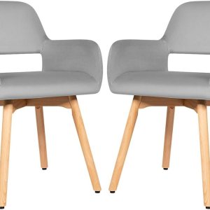 Giantex Juego de 2 sillas de comedor de terciopelo, silla moderna para sala de estar con patas de madera, almohadillas antideslizantes, soporte en Giantex Juego de 2 sillas de comedor de terciopelo, silla moderna para sala de estar con patas de madera, almohadillas antideslizantes, soporte en
