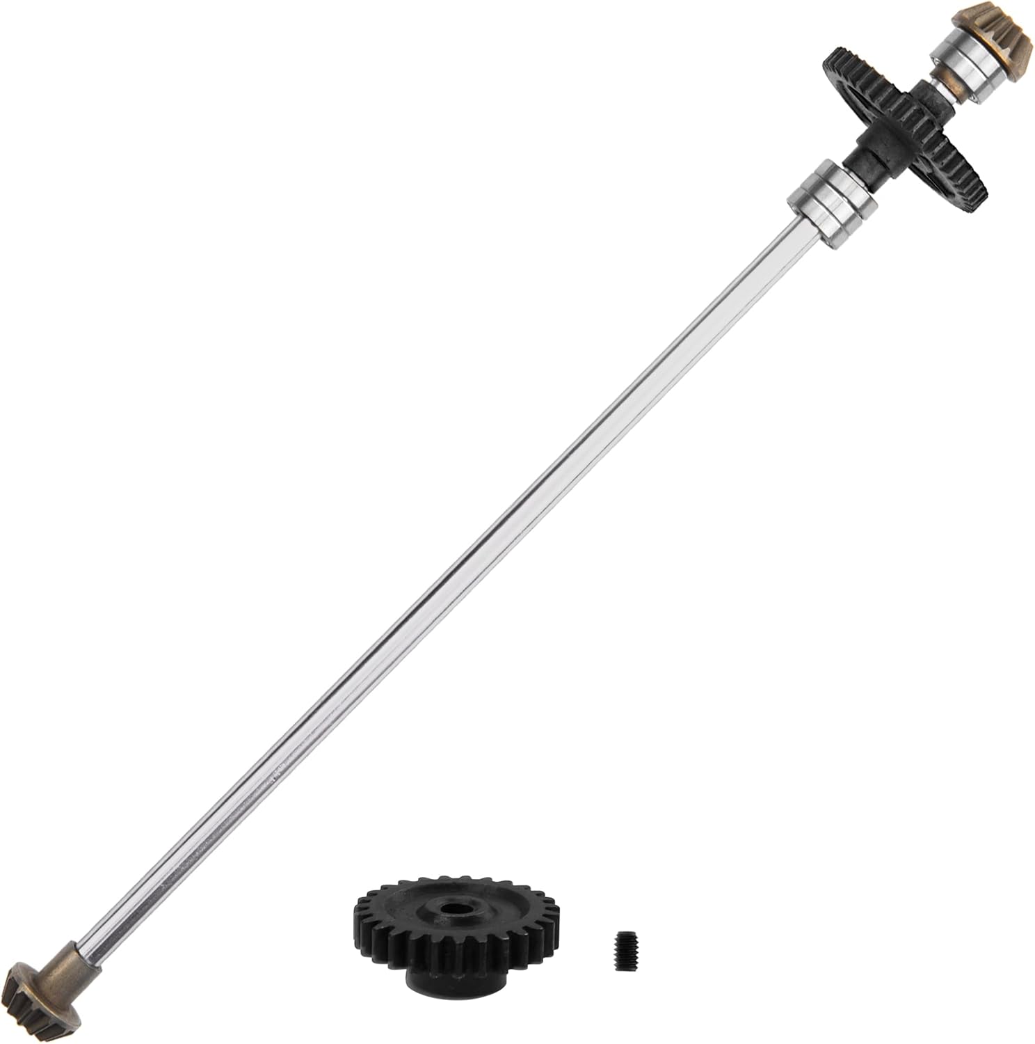 Vgoohobby Eje central de transmisión central de metal para automóvil a control remoto con engranaje de motor 27T, pieza de actualización compatible