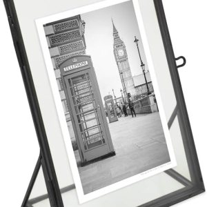 Isaac Jacobs – Marco de fotos flotante de metal y vidrio de estilo vintage, 4 x 6 pulgadas, color negro, con cierre de medallón y base en ángulo, Isaac Jacobs – Marco de fotos flotante de metal y vidrio de estilo vintage, 4 x 6 pulgadas, color negro, con cierre de medallón y base en ángulo,